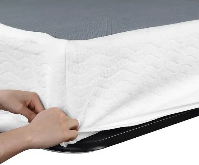 Alt view image 6 of 7 - Queen Mattress Foundation 1Pc Black Metal Frame With Textured Fabric Cover