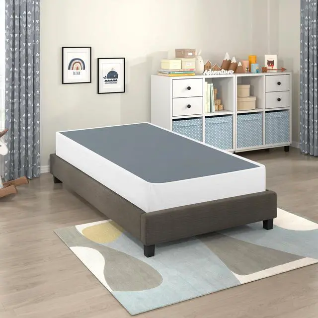 Alt view image 7 of 7 - Twin Mattress Foundation 1Pc Black Metal Frame With Textured Fabric Cover