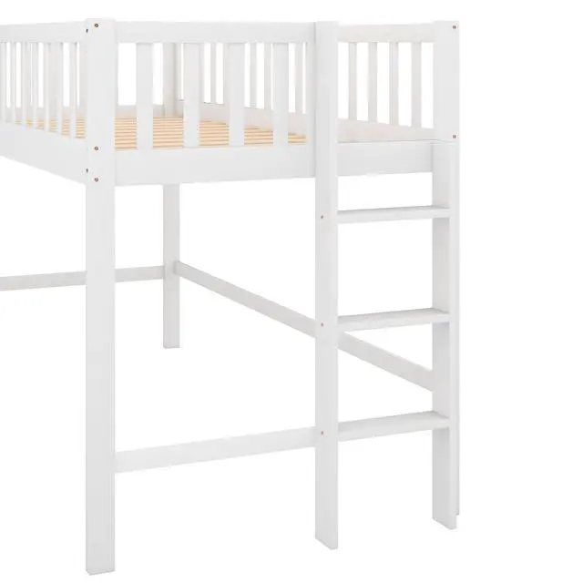 Alt view image 7 of 7 - Twin Size Low Loft Bed With Ladder And Slide,White(Old Sku:Wf196418Aak)