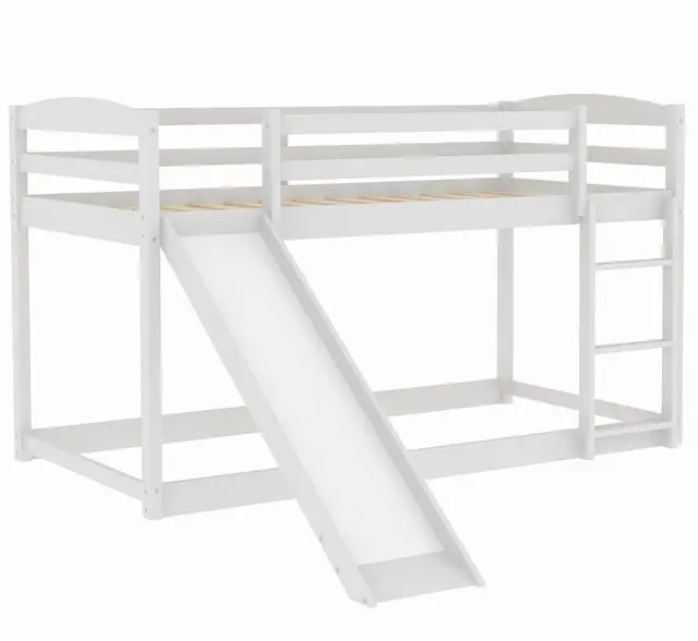 Main image of Twin Over Twin Bunk Bed With Convertible Slide And Ladder , White(Old Sku:Wf281725Aak)