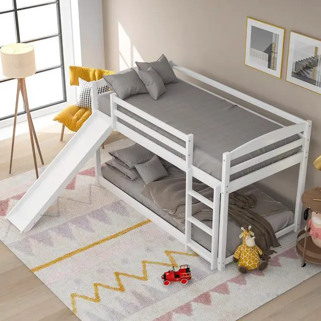 Alt view image 2 of 7 - Twin Over Twin Bunk Bed With Convertible Slide And Ladder , White(Old Sku:Wf281725Aak)