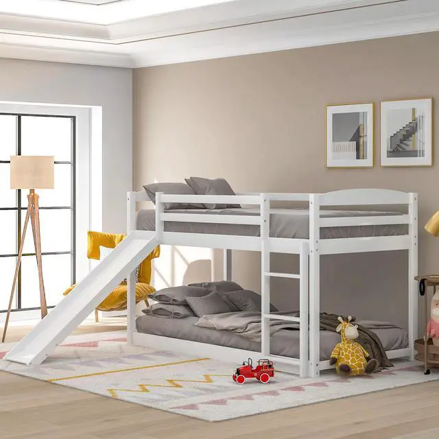 Alt view image 4 of 7 - Twin Over Twin Bunk Bed With Convertible Slide And Ladder , White(Old Sku:Wf281725Aak)