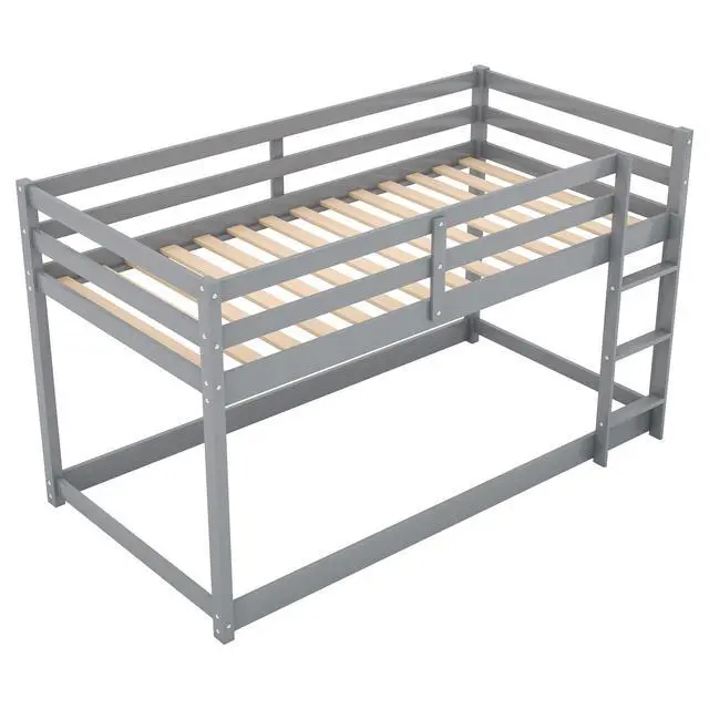 Alt view image 6 of 7 - Twin Over Twin Floor Bunk Bed With Ladder , Gray(Old Sku:Wf281727Aae/Wf286602Aae)