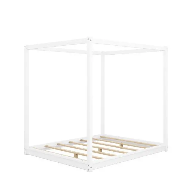 Main image of Queen Size Canopy Platform Bed With Support Legs,White