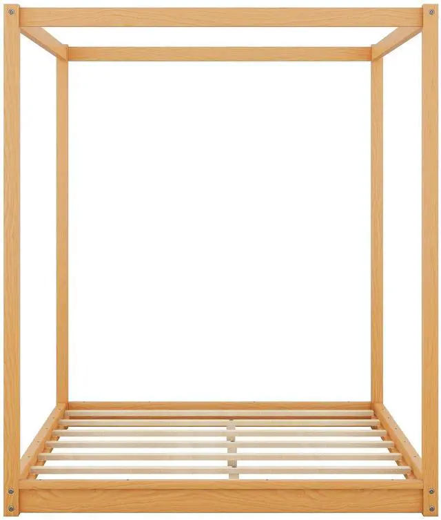 Main image of Queen Size Canopy Platform Bed With Support Legs,Natural