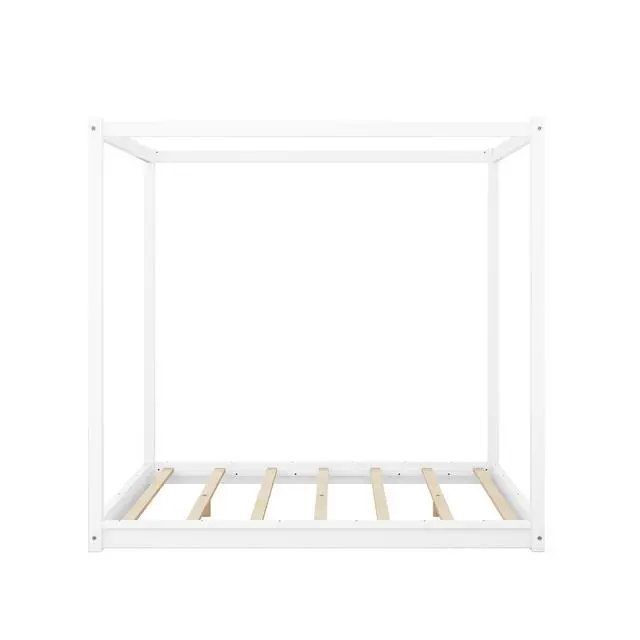 Alt view image 7 of 7 - Queen Size Canopy Platform Bed With Support Legs,White