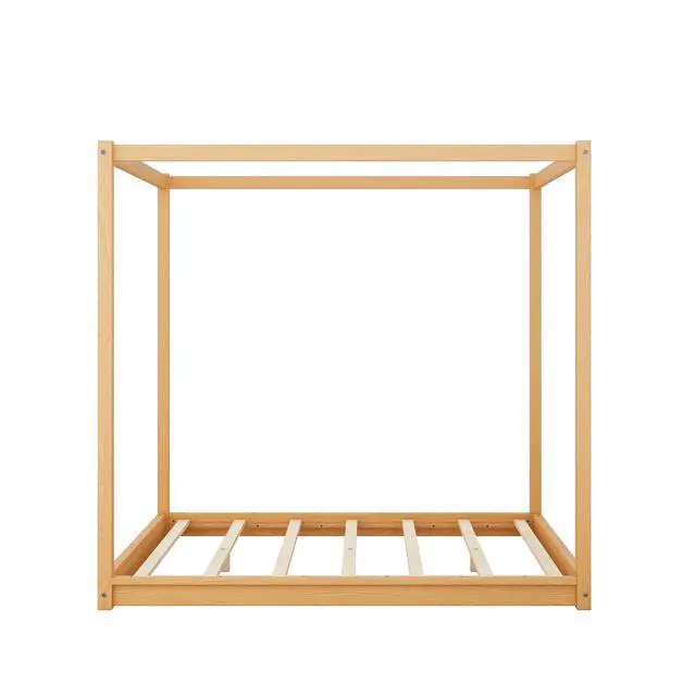 Alt view image 6 of 7 - Queen Size Canopy Platform Bed With Support Legs,Natural