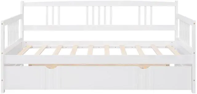 Alt view image 4 of 7 - Twin Size Daybed Wood Bed With Twin Size Trundle,White