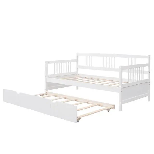 Alt view image 5 of 7 - Twin Size Daybed Wood Bed With Twin Size Trundle,White