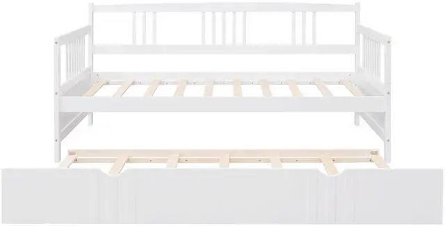 Alt view image 6 of 7 - Twin Size Daybed Wood Bed With Twin Size Trundle,White
