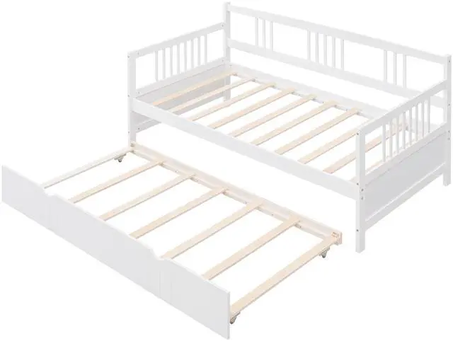 Alt view image 7 of 7 - Twin Size Daybed Wood Bed With Twin Size Trundle,White