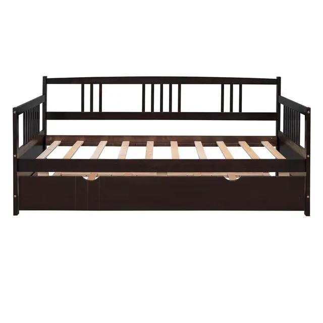 Alt view image 4 of 7 - Twin Size Daybed Wood Bed With Twin Size Trundle,Espresso
