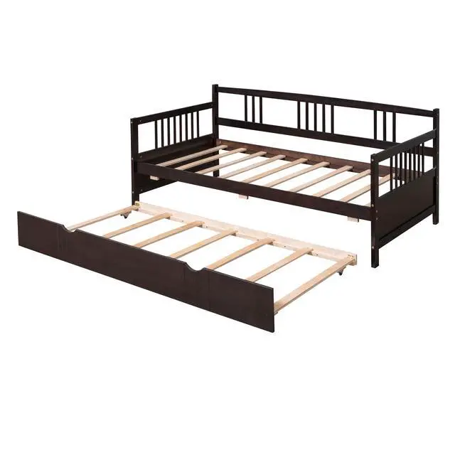 Alt view image 6 of 7 - Twin Size Daybed Wood Bed With Twin Size Trundle,Espresso
