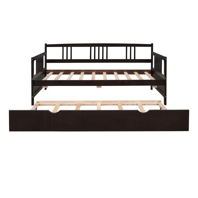 Alt view image 5 of 7 - Twin Size Daybed Wood Bed With Twin Size Trundle,Espresso