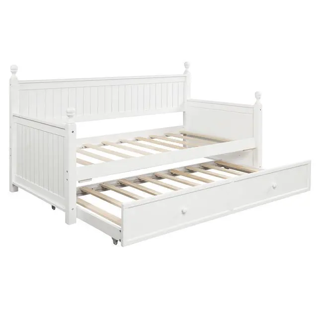 Alt view image 5 of 7 - Twin Size Wood Daybed With Twin Size Trundle (White)