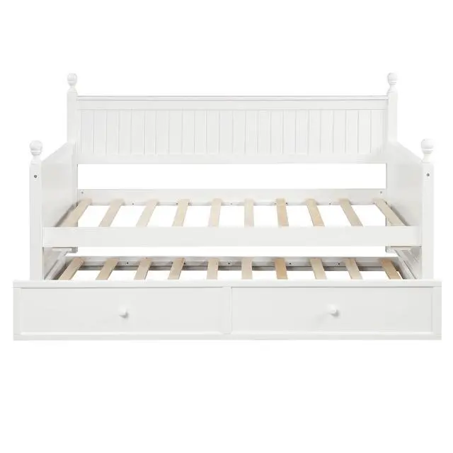 Alt view image 6 of 7 - Twin Size Wood Daybed With Twin Size Trundle (White)