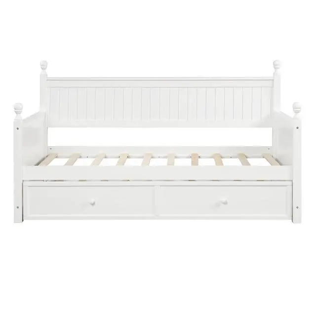 Alt view image 7 of 7 - Twin Size Wood Daybed With Twin Size Trundle (White)