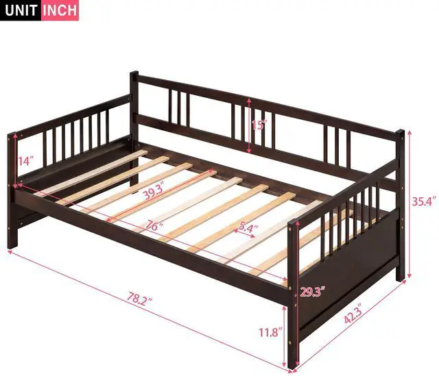 Alt view image 3 of 7 - Modern Solid Wood Daybed, Multifunctional, Twin Size, Espresso (Previous Sku: Wf191899Aap)
