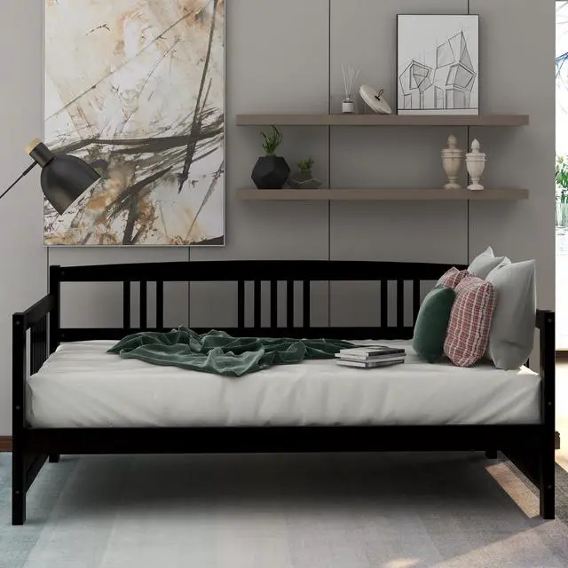 Alt view image 5 of 7 - Modern Solid Wood Daybed, Multifunctional, Twin Size, Espresso (Previous Sku: Wf191899Aap)