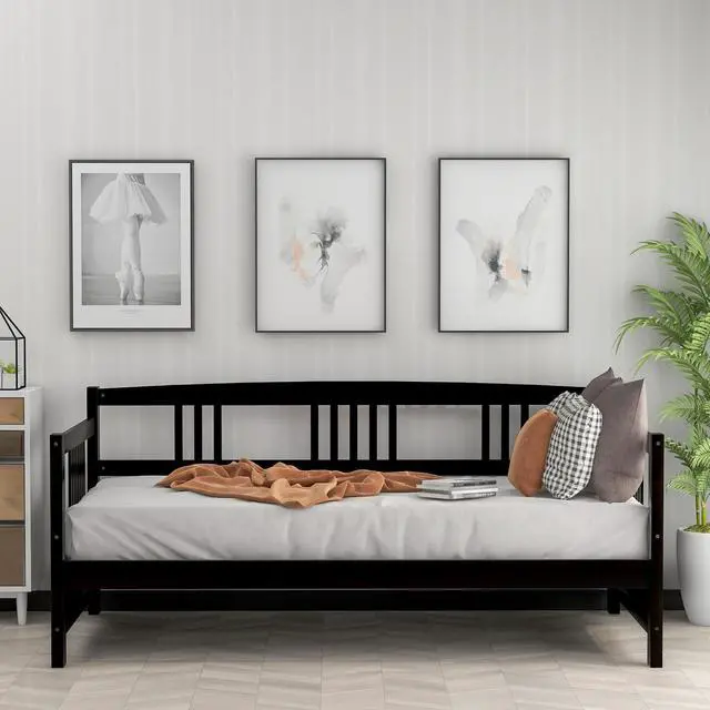 Alt view image 4 of 7 - Modern Solid Wood Daybed, Multifunctional, Twin Size, Espresso (Previous Sku: Wf191899Aap)