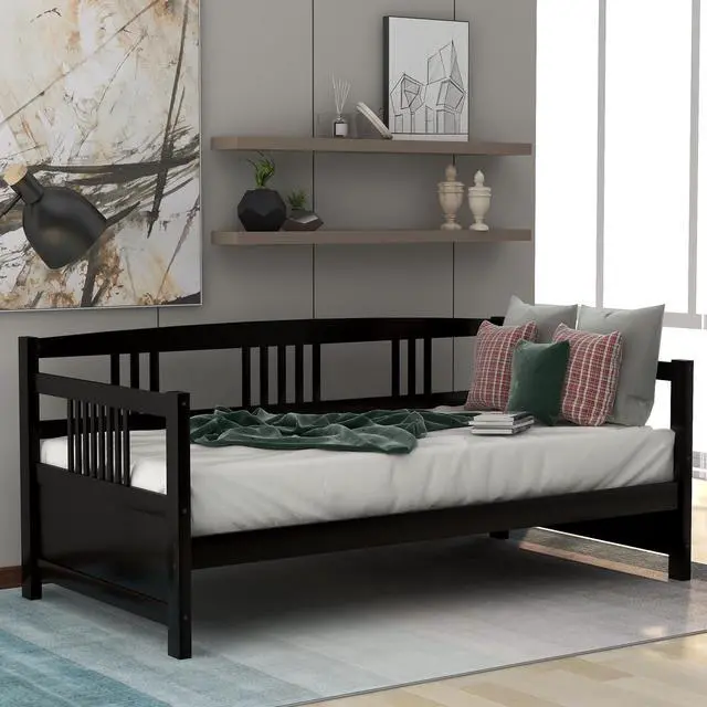 Alt view image 6 of 7 - Modern Solid Wood Daybed, Multifunctional, Twin Size, Espresso (Previous Sku: Wf191899Aap)