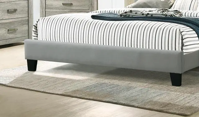Alt view image 6 of 7 - Contemporary 1Pc Full Size Bed Grey Polyfiber Tufted Headboard Platform Bedframe Bedroom Furniture
