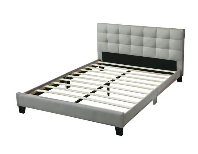 Alt view image 4 of 7 - Contemporary 1Pc Full Size Bed Grey Polyfiber Tufted Headboard Platform Bedframe Bedroom Furniture