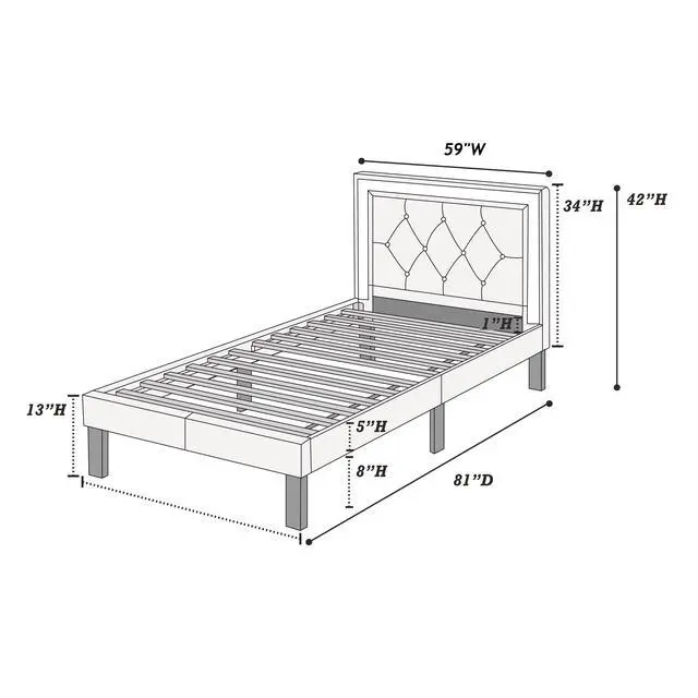 Alt view image 3 of 7 - Modern Bedroom Furniture 1Pc Full Size Bed Pink Faux Leather Pu Wooden Legs Tufted Hb Slats Support
