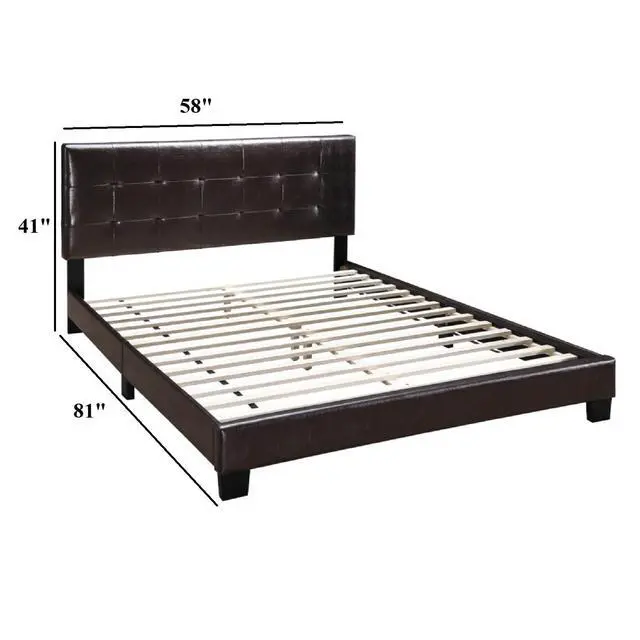 Alt view image 3 of 6 - Contemporary Style 1Pc Full Size Bed Faux Leather Rectangle Headboard Brown Finish Bedroom Furniture