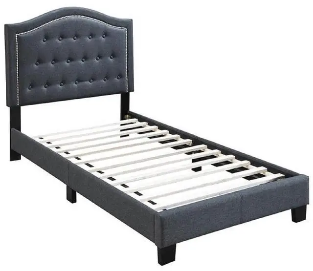 Main image of 1Pc Twin Bed Button Tufted Headboard Middle Support Legs Charcoal Finish Bedroom Furniture