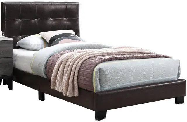 Alt view image 5 of 6 - 1Pc Twin Size Bed Faux Leather Rectangle Headboard Brown Finish Bedroom Furniture