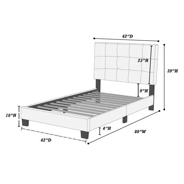 Alt view image 3 of 6 - 1Pc Twin Size Bed Faux Leather Rectangle Headboard Brown Finish Bedroom Furniture