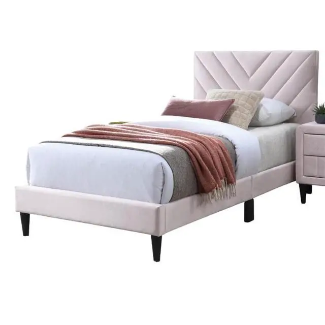 Alt view image 4 of 7 - 1Pc Twin Size Bed Adjustable Headboard Middle Support Legs Light Pink Finish Bedroom Furniture