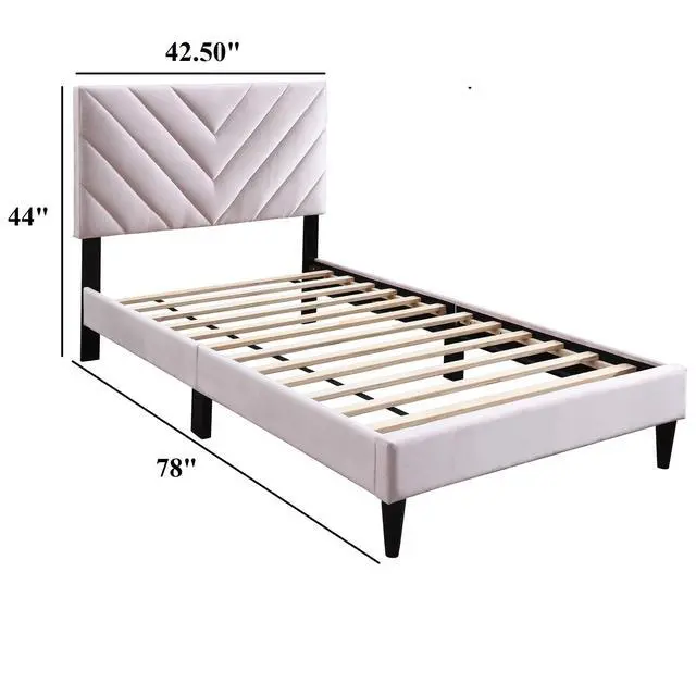 Alt view image 3 of 7 - 1Pc Twin Size Bed Adjustable Headboard Middle Support Legs Light Pink Finish Bedroom Furniture