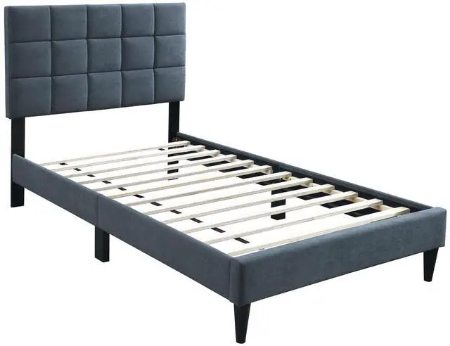 Main image of Luxurious Bed 1Pc Full Size Biscuit Tufting And Adjustable Headboard Charcoal Finish Bedroom Furniture
