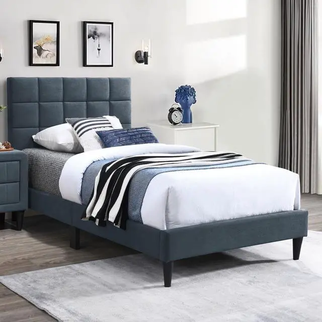 Alt view image 2 of 7 - Luxurious Bed 1Pc Full Size Biscuit Tufting And Adjustable Headboard Charcoal Finish Bedroom Furniture