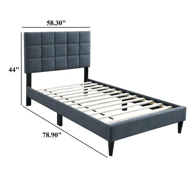 Alt view image 3 of 7 - Luxurious Bed 1Pc Full Size Biscuit Tufting And Adjustable Headboard Charcoal Finish Bedroom Furniture