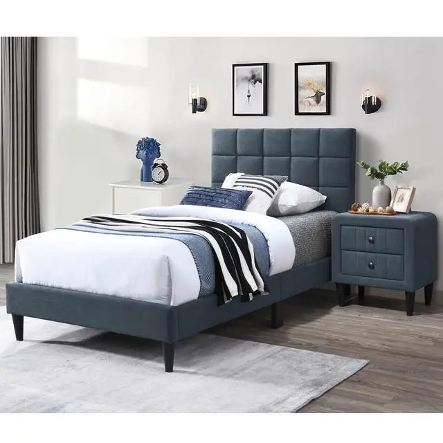 Alt view image 4 of 7 - Luxurious Bed 1Pc Full Size Biscuit Tufting And Adjustable Headboard Charcoal Finish Bedroom Furniture