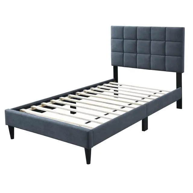 Alt view image 6 of 7 - Luxurious Bed 1Pc Full Size Biscuit Tufting And Adjustable Headboard Charcoal Finish Bedroom Furniture