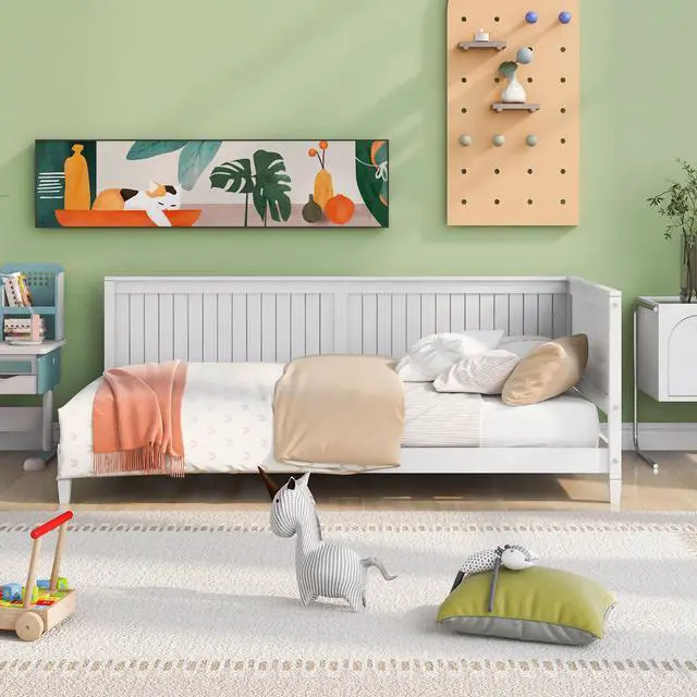 Alt view image 2 of 7 - Twin Size Wood Daybed/Sofa Bed, White