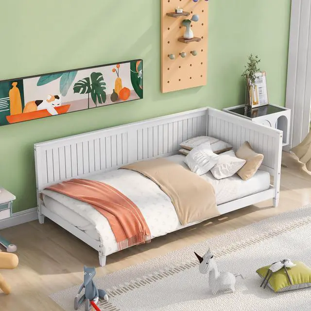 Main image of Twin Size Wood Daybed/Sofa Bed, White