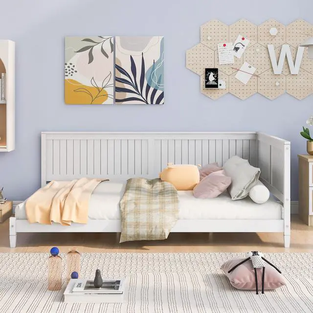 Alt view image 2 of 7 - Full Size Wood Daybed/Sofa Bed, White
