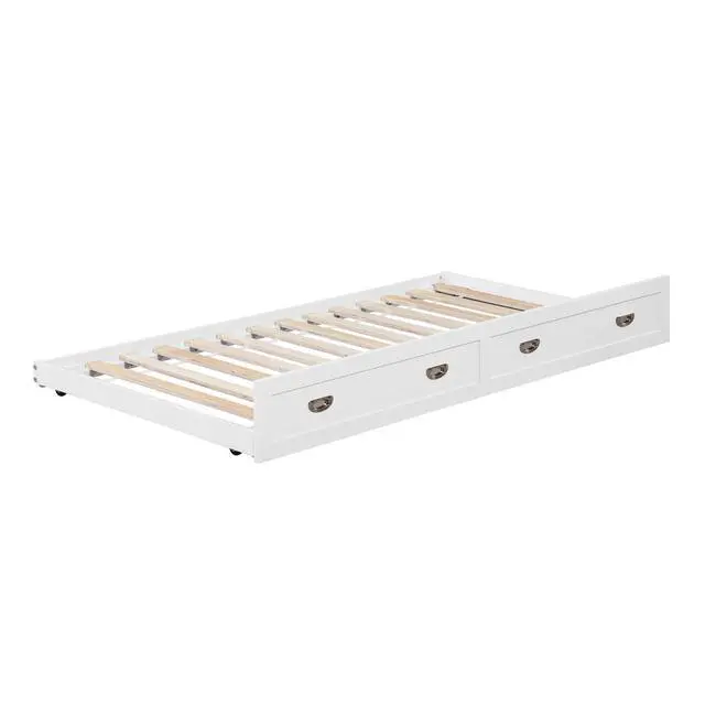 Alt view image 5 of 7 - White Finish Trundle With Casters Movement Bedroom Furniture 1Pc