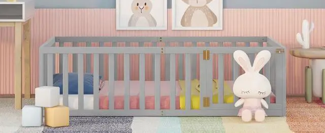 Alt view image 3 of 7 - Twin Size Wood Daybed Frame With Fence, Gray(Old Sku :Wf289661Aae)