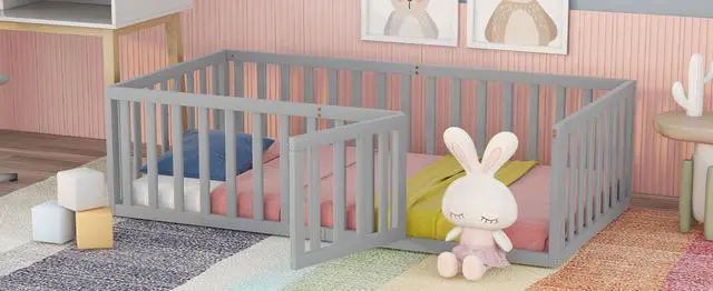 Alt view image 4 of 7 - Twin Size Wood Daybed Frame With Fence, Gray(Old Sku :Wf289661Aae)