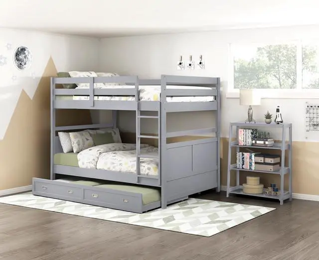 Alt view image 7 of 7 - Gray Finish Trundle With Casters Movement Bedroom Furniture 1Pc
