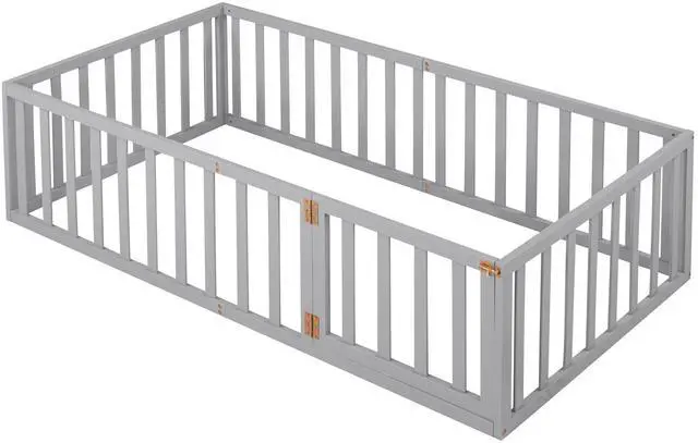 Alt view image 7 of 7 - Twin Size Wood Daybed Frame With Fence, Gray(Old Sku :Wf289661Aae)