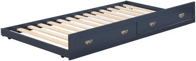 Alt view image 4 of 7 - Navy Blue Finish Trundle With Casters Movement Bedroom Furniture 1Pc