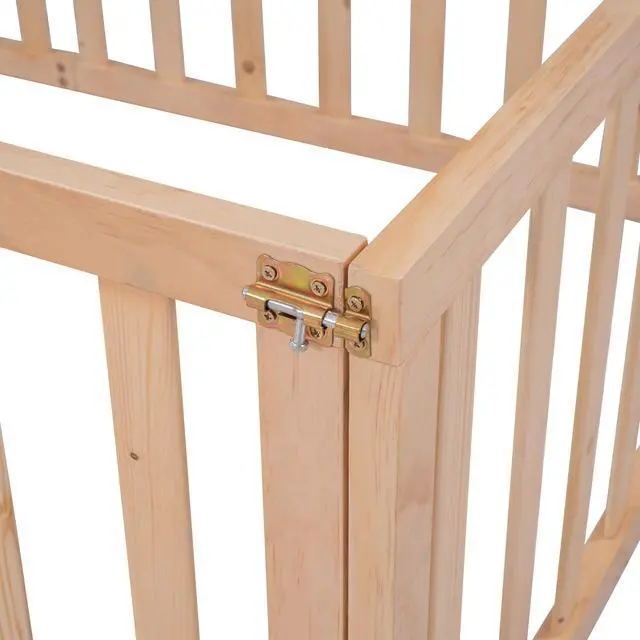 Alt view image 4 of 7 - Twin Size Wood Floor Bed Frame With Fence And Door, Natural(Old Sku :Wf289661Aam)