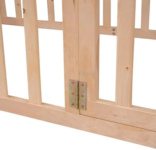 Alt view image 5 of 7 - Twin Size Wood Floor Bed Frame With Fence And Door, Natural(Old Sku :Wf289661Aam)